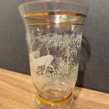 Glass vase with deer engraved decoration early twentieth century