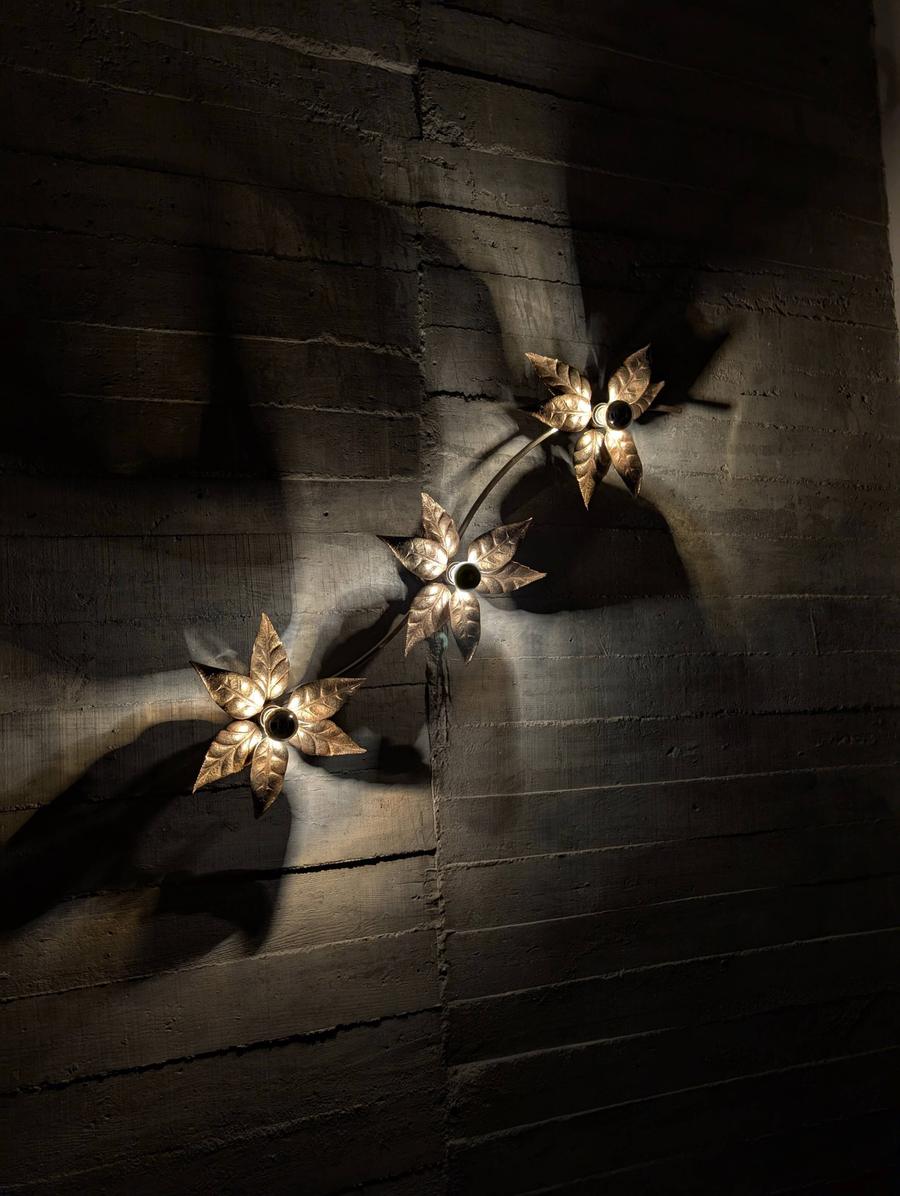 Wall lamp with three flowers by Willy Daro, Belgium, 1970s