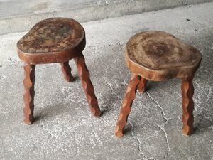 Vintage brutalist tripodes stools