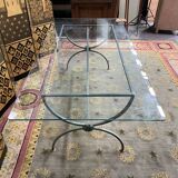 Wrought iron and glass dining table
