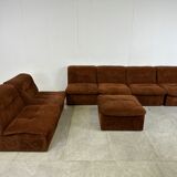 Vintage brown fabric modular sofa, 1970s