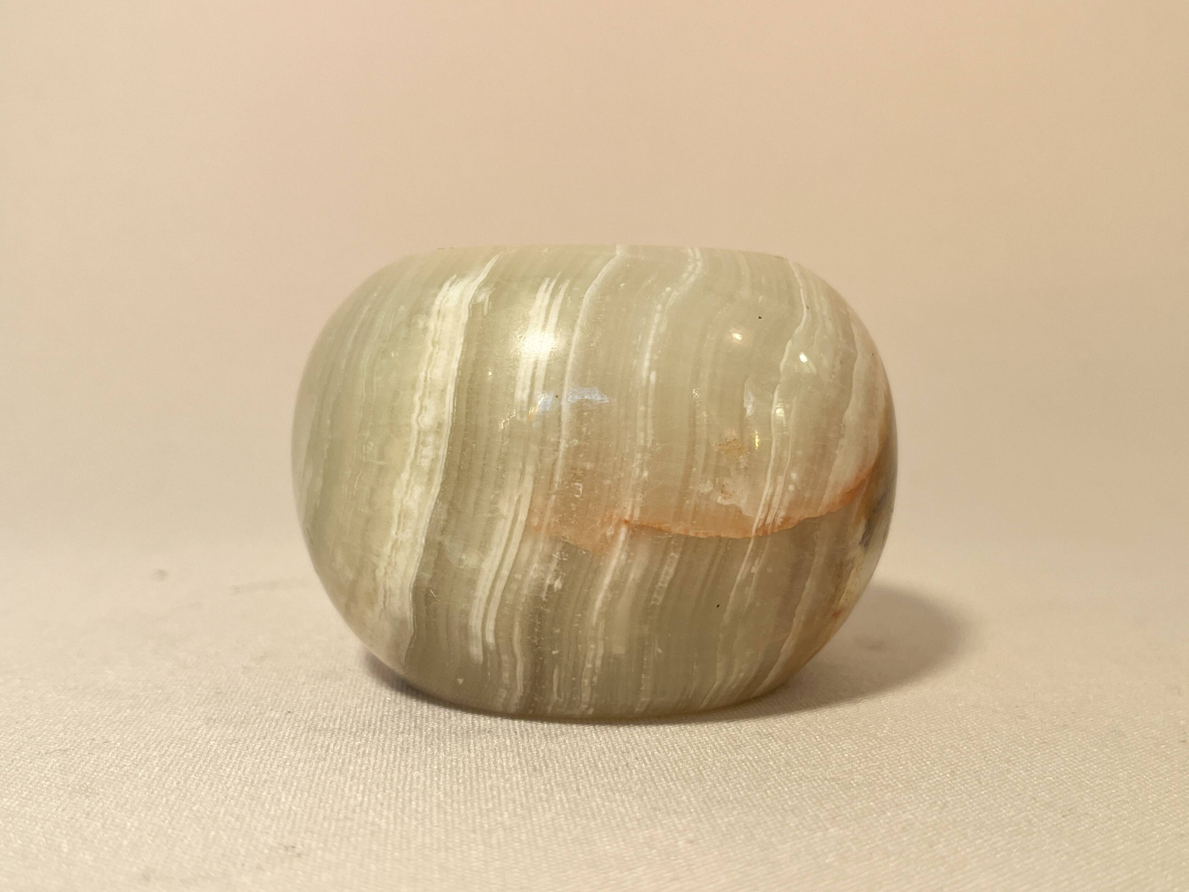 Vintage brown green onyx round candle holder 1070 tealight holder