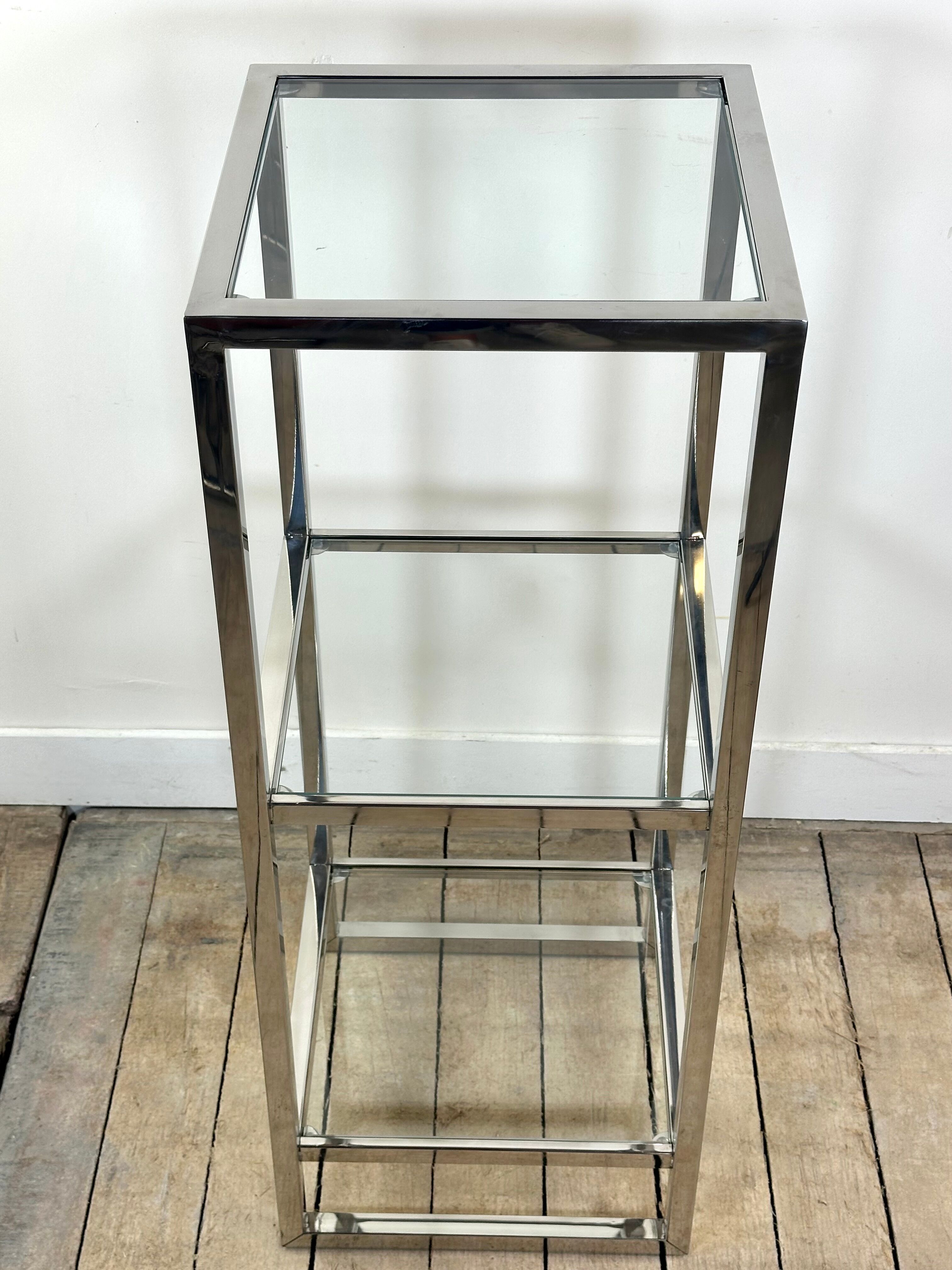 Chrome and glass occasional shelf unit 2000s