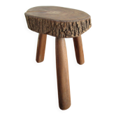 Tabouret bois massif art populaire français