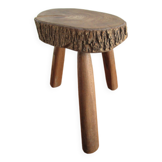 Tabouret bois massif art populaire français