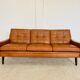 Vintage Danish retro Svend Skipper 3 person sofa in cognac leather