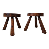 Pair of solid oak stools 1960