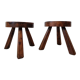 Pair of solid oak stools 1960