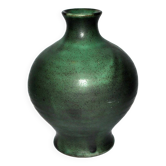 Vintage ceramic vase signed vague - Green glazed terracotta