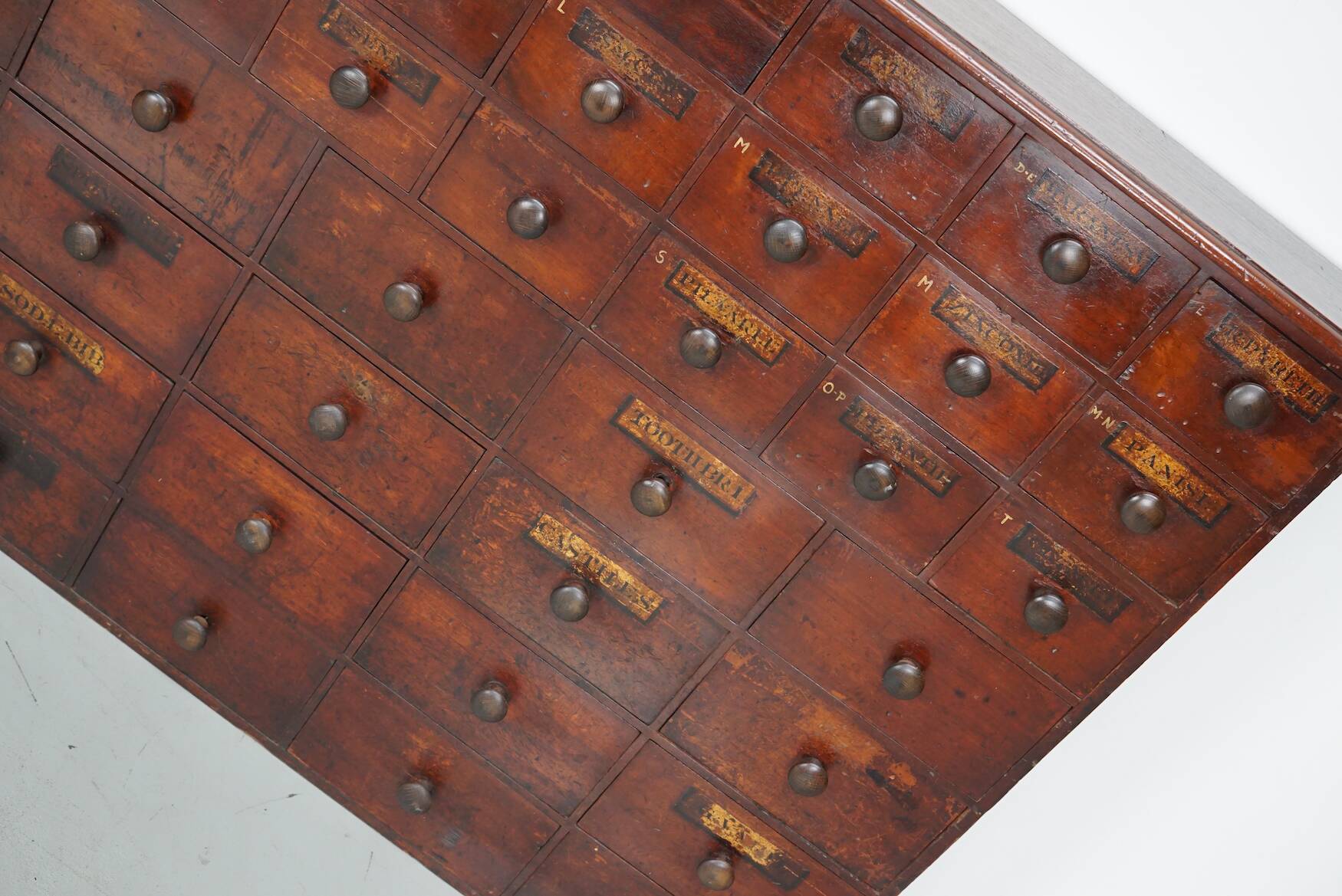 Antique Hardwood Apothecary Cabinet / Bank of Drawers, England, 19th Centur