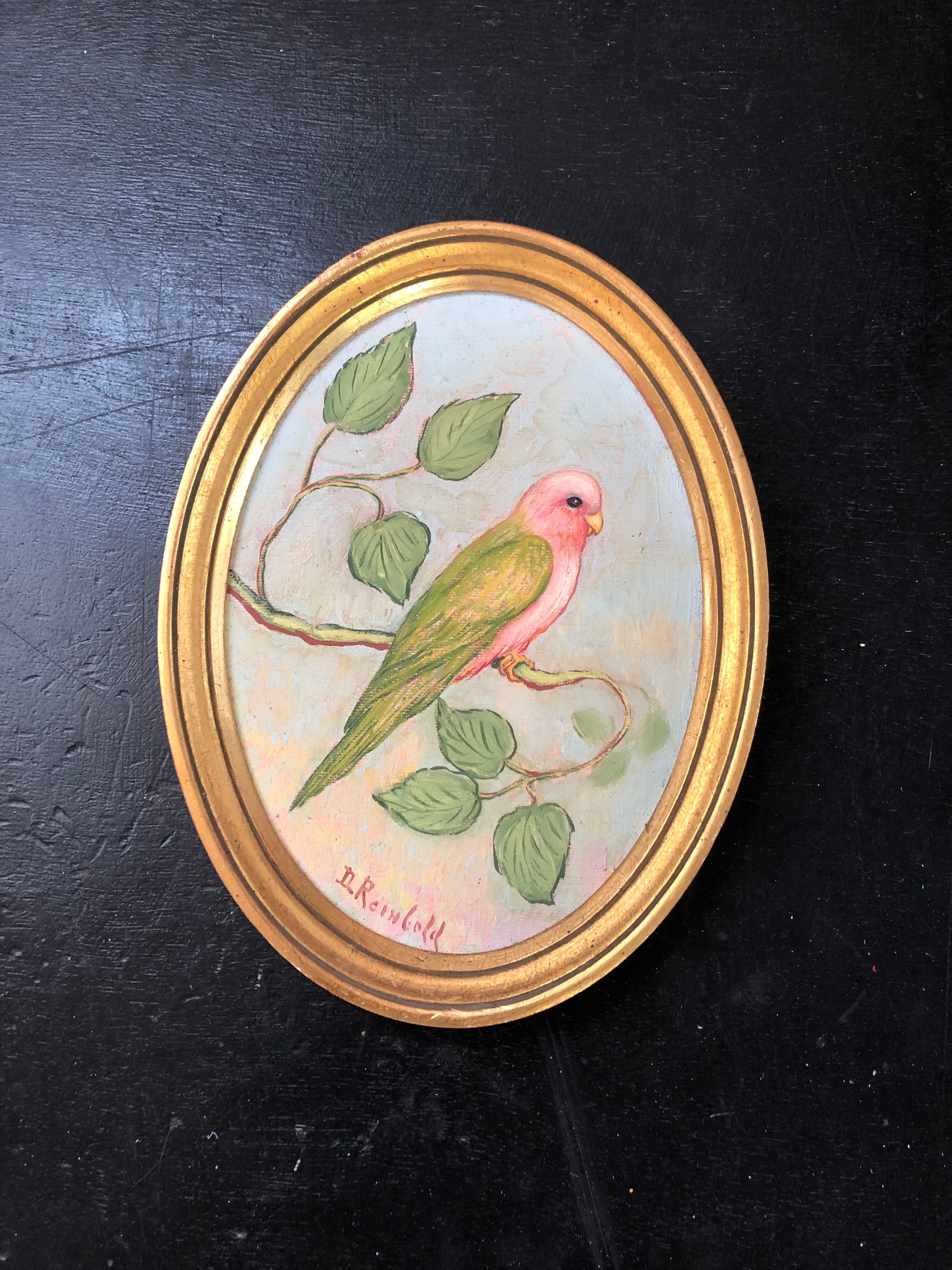 Golden frame and bird painting