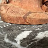 The sculpture, original terracotta signed and dedicated, Charles Van Oemberg.