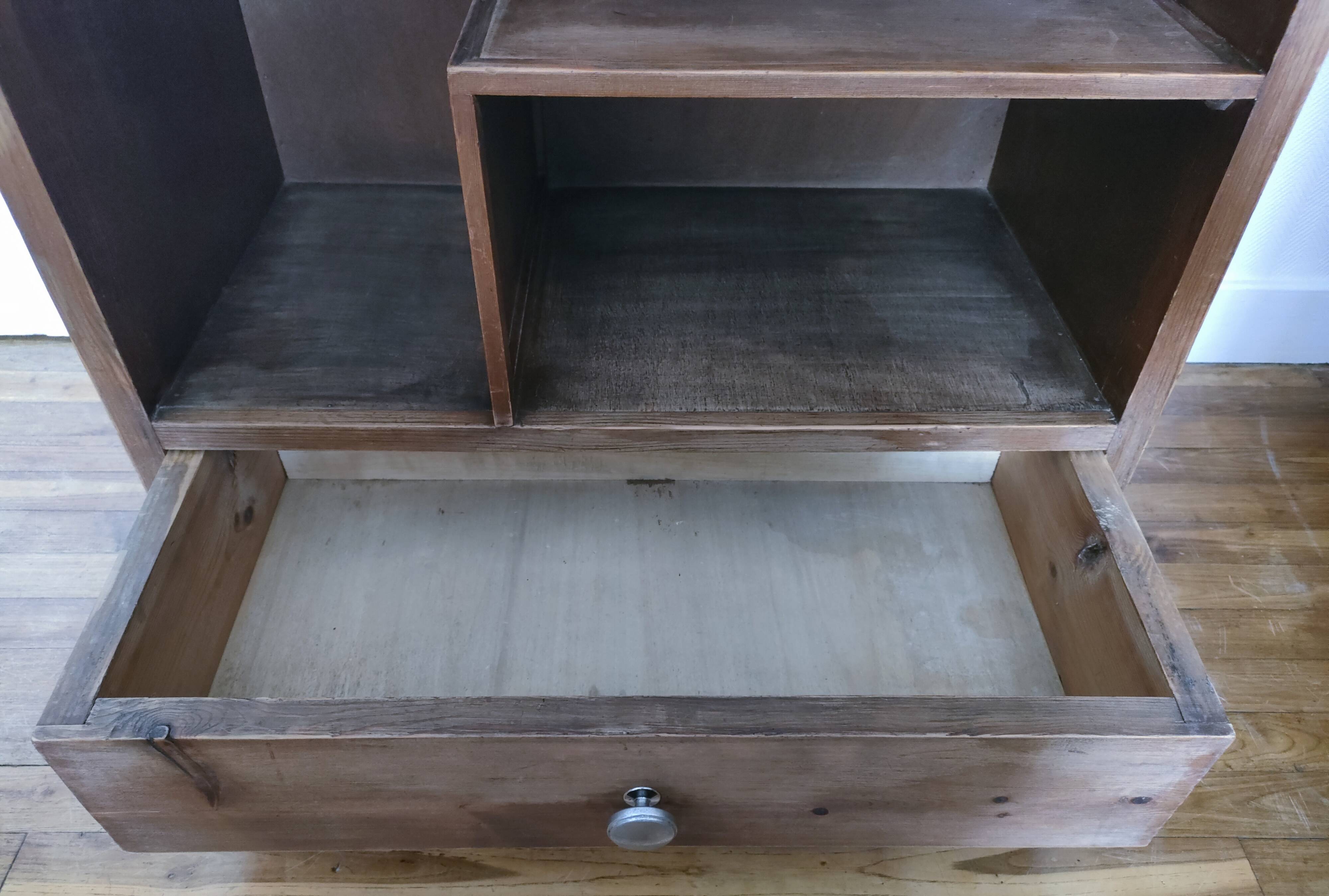 mid-20th century pine drawer shelf