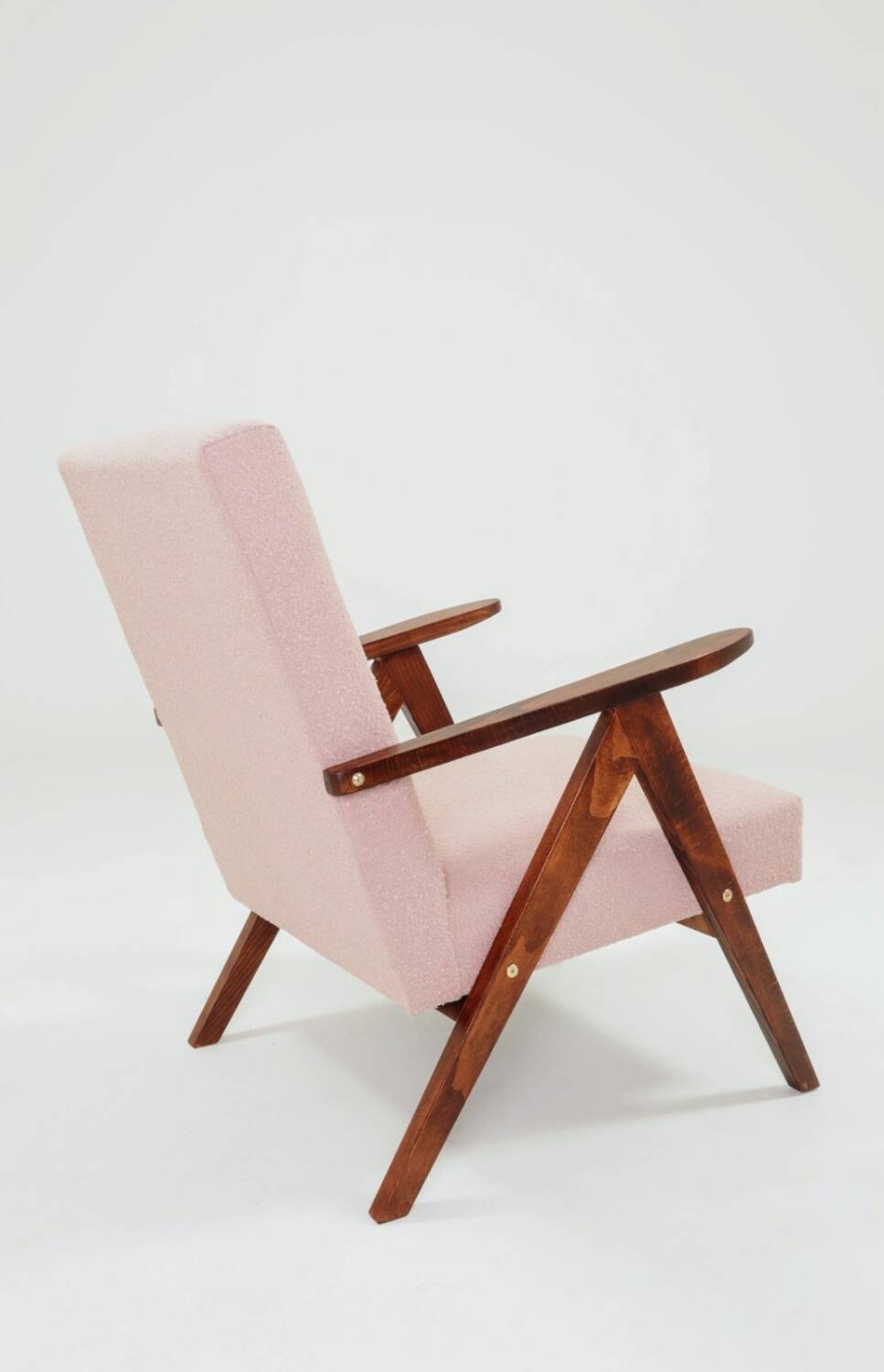 Vintage red bouclé armchair modern design zig zag 1970