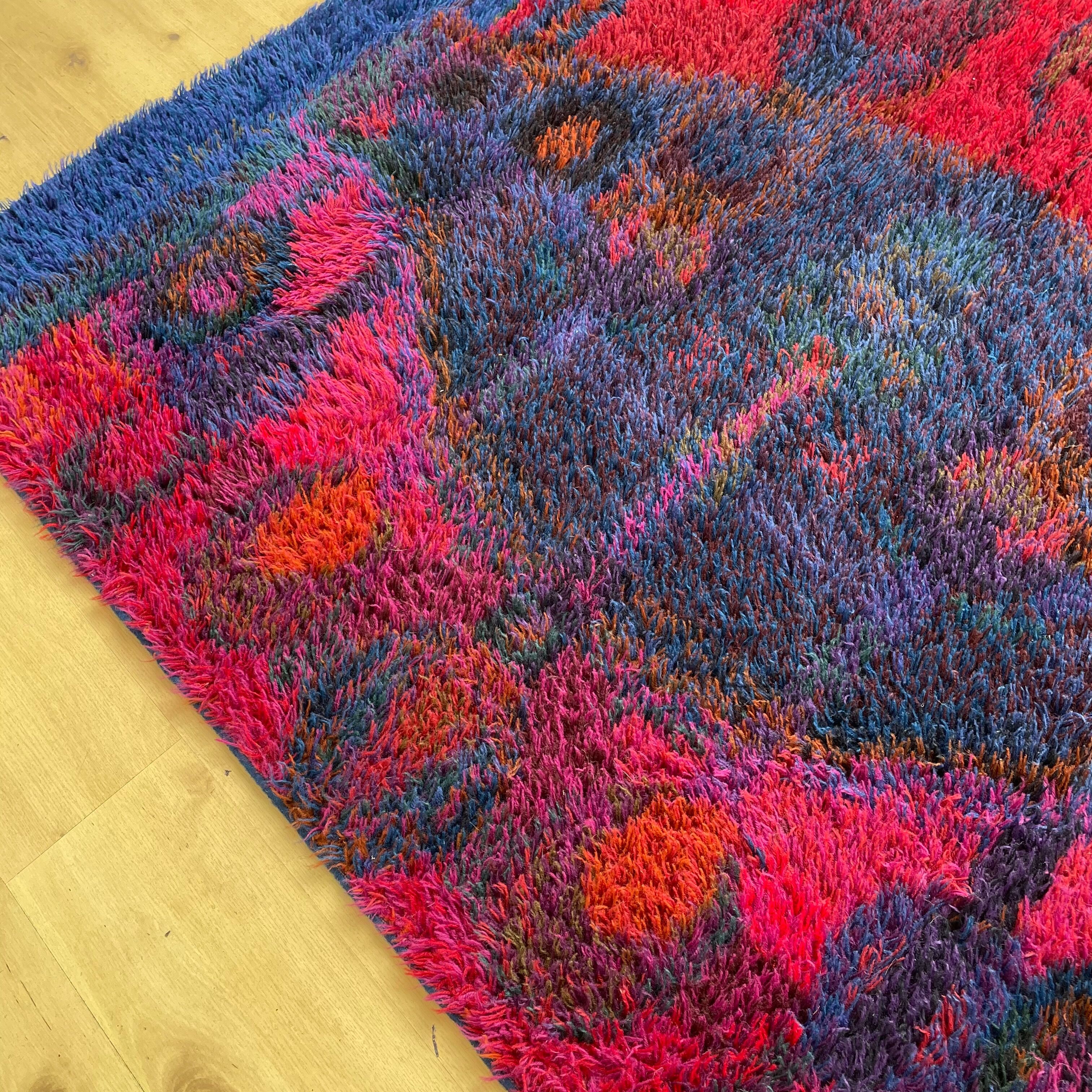 Original scandinavian rya rug by oili mäki for finnrya oy ab, finland