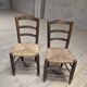 Pair of rustic country mountain straw chairs, old 1950s