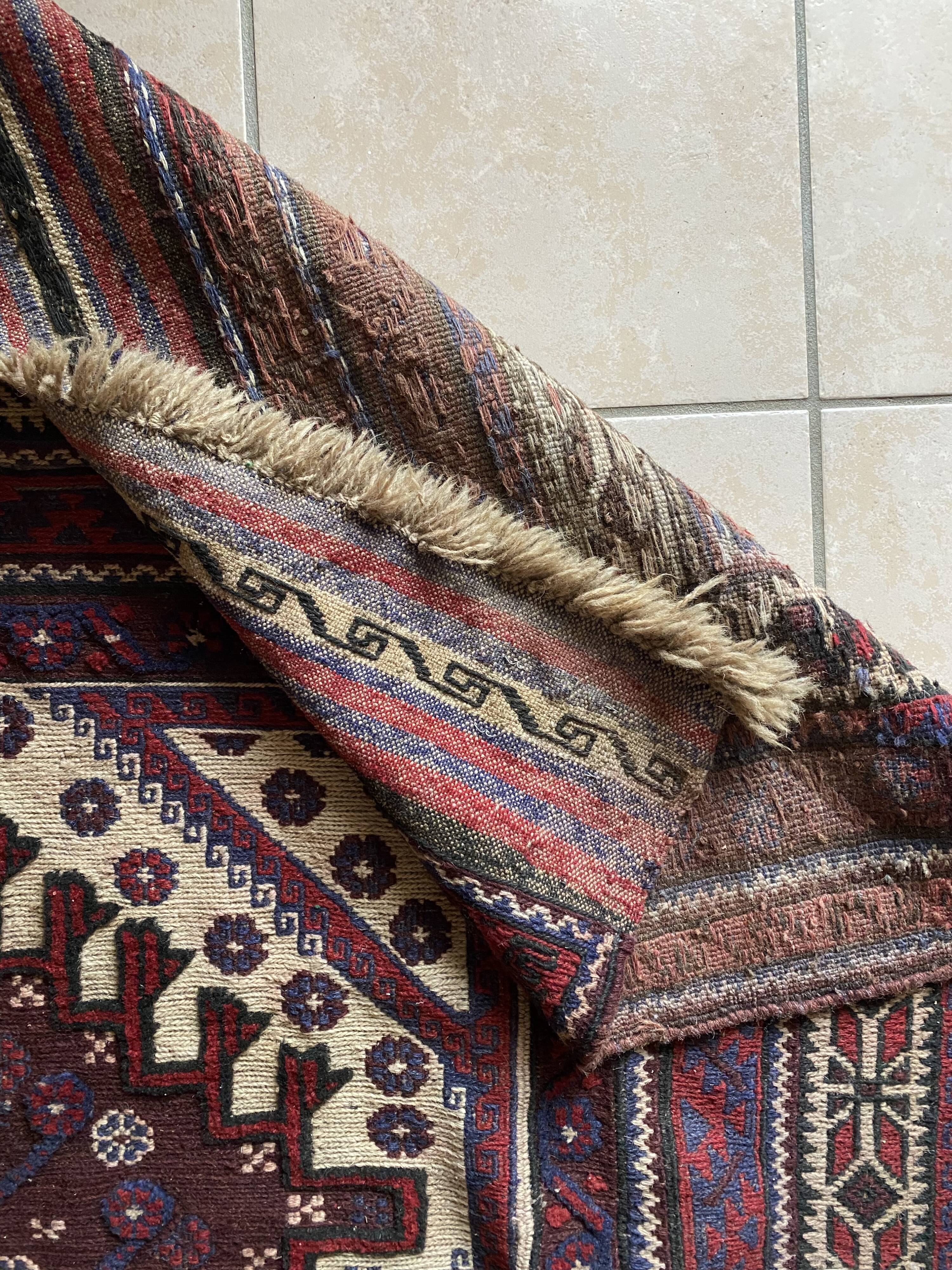 Old Afghan wool rug 270x186cm