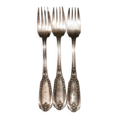 3 silver metal forks