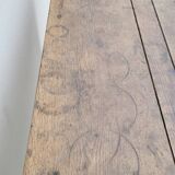 Old rustic farm table in solid oak 19th - 1m12