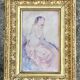 Old paintings Pair of romantic portraits of women - gilded frames