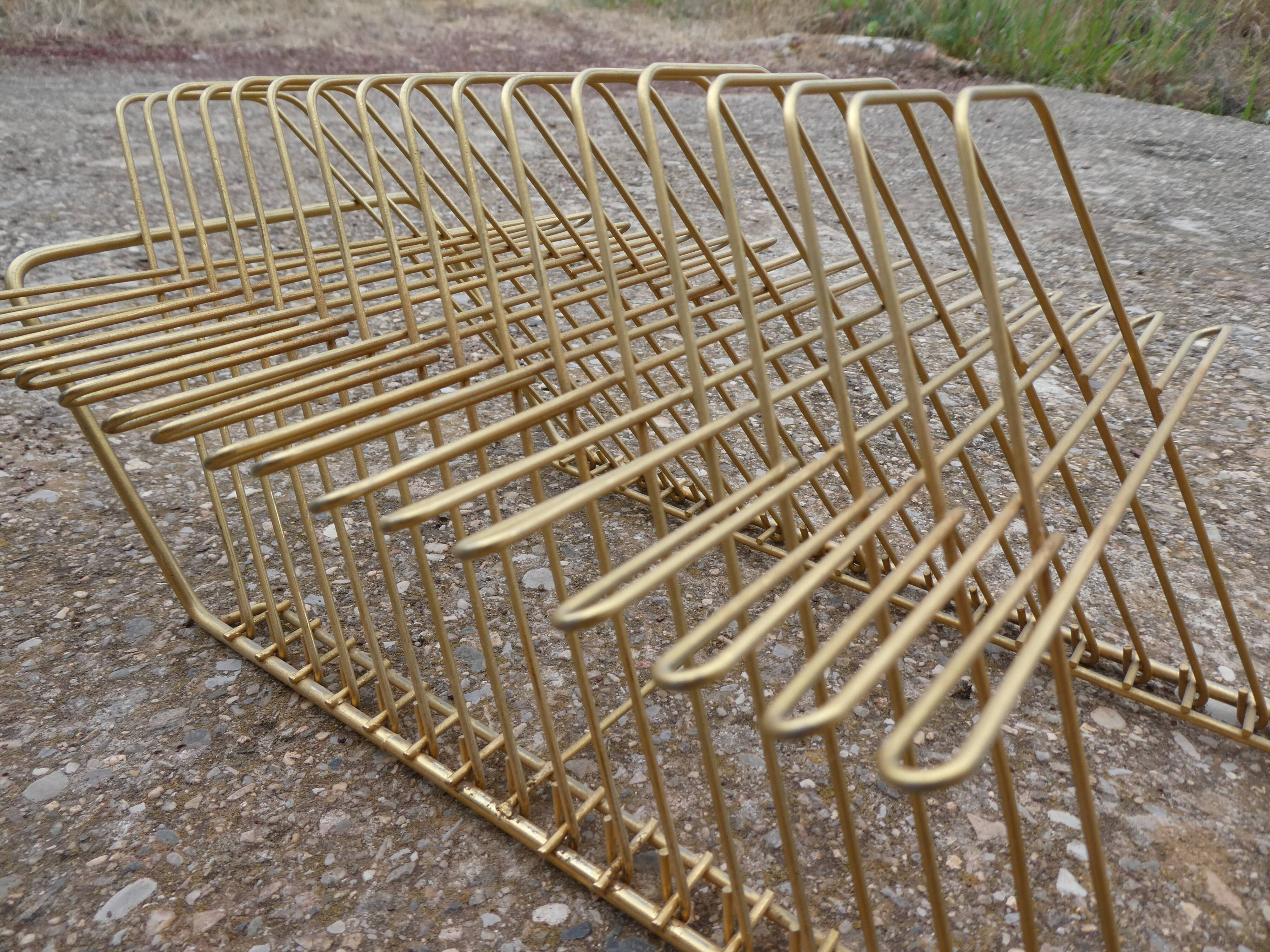 45-tower vintage gold metal vinyl holder