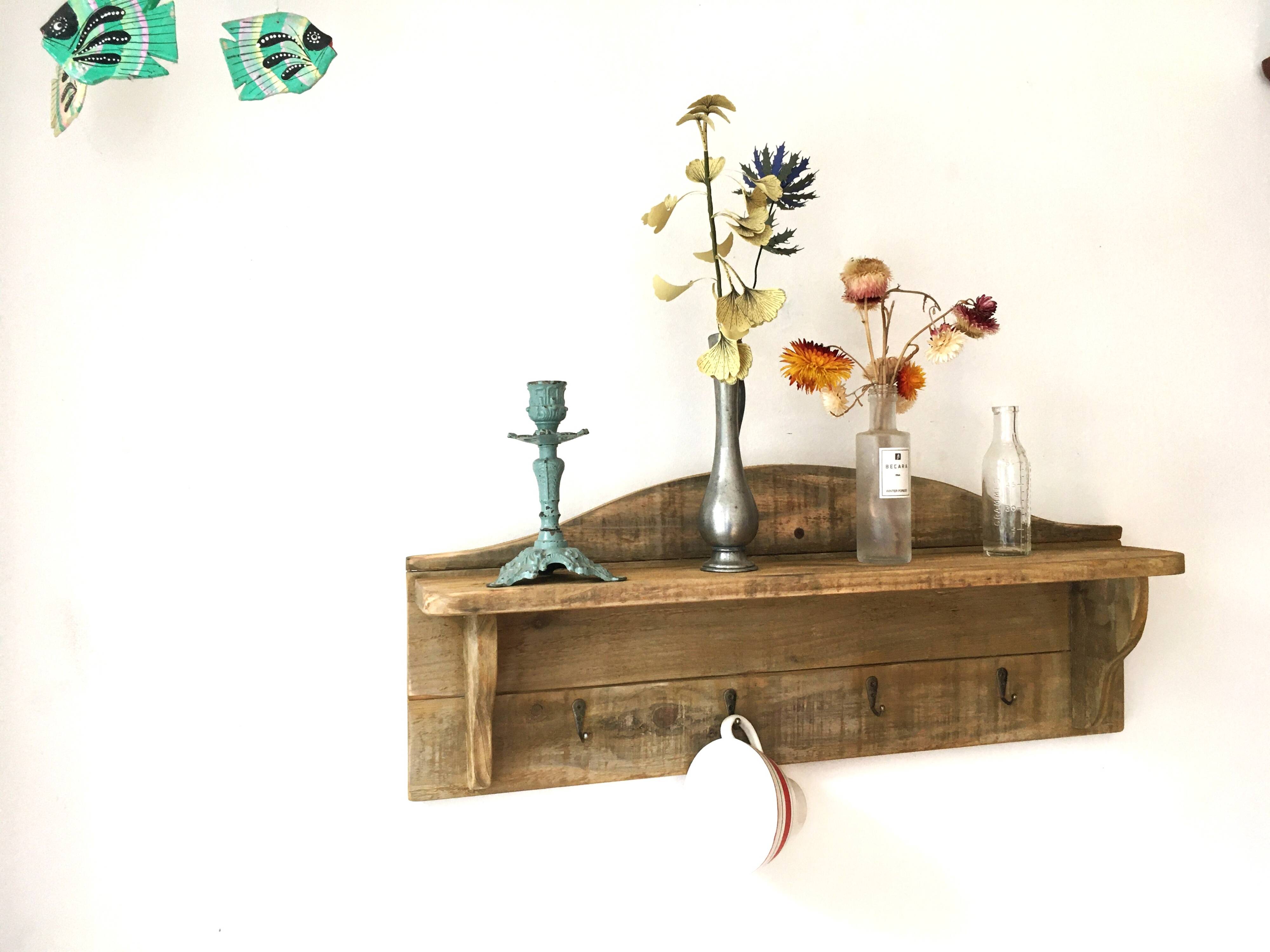 kitchen wall shelf with hooks