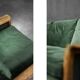 Vintage Mid-Century Modern Rosewood & Green Velour 3-Seater Sofa and Chair