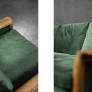 Vintage Mid-Century Modern Rosewood & Green Velour 3-Seater Sofa and Chair