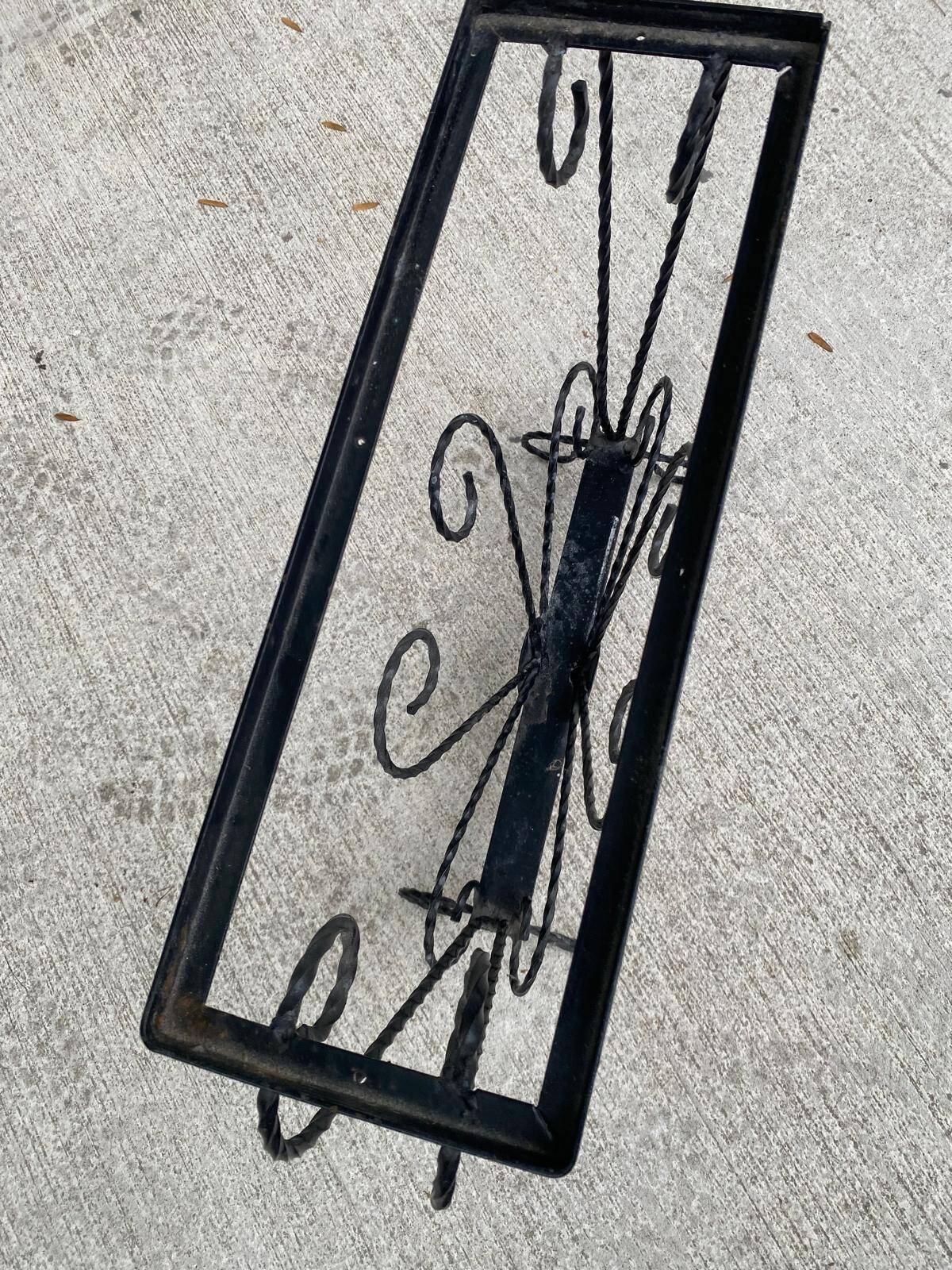 Vintage wrought iron console side table magazine rack
