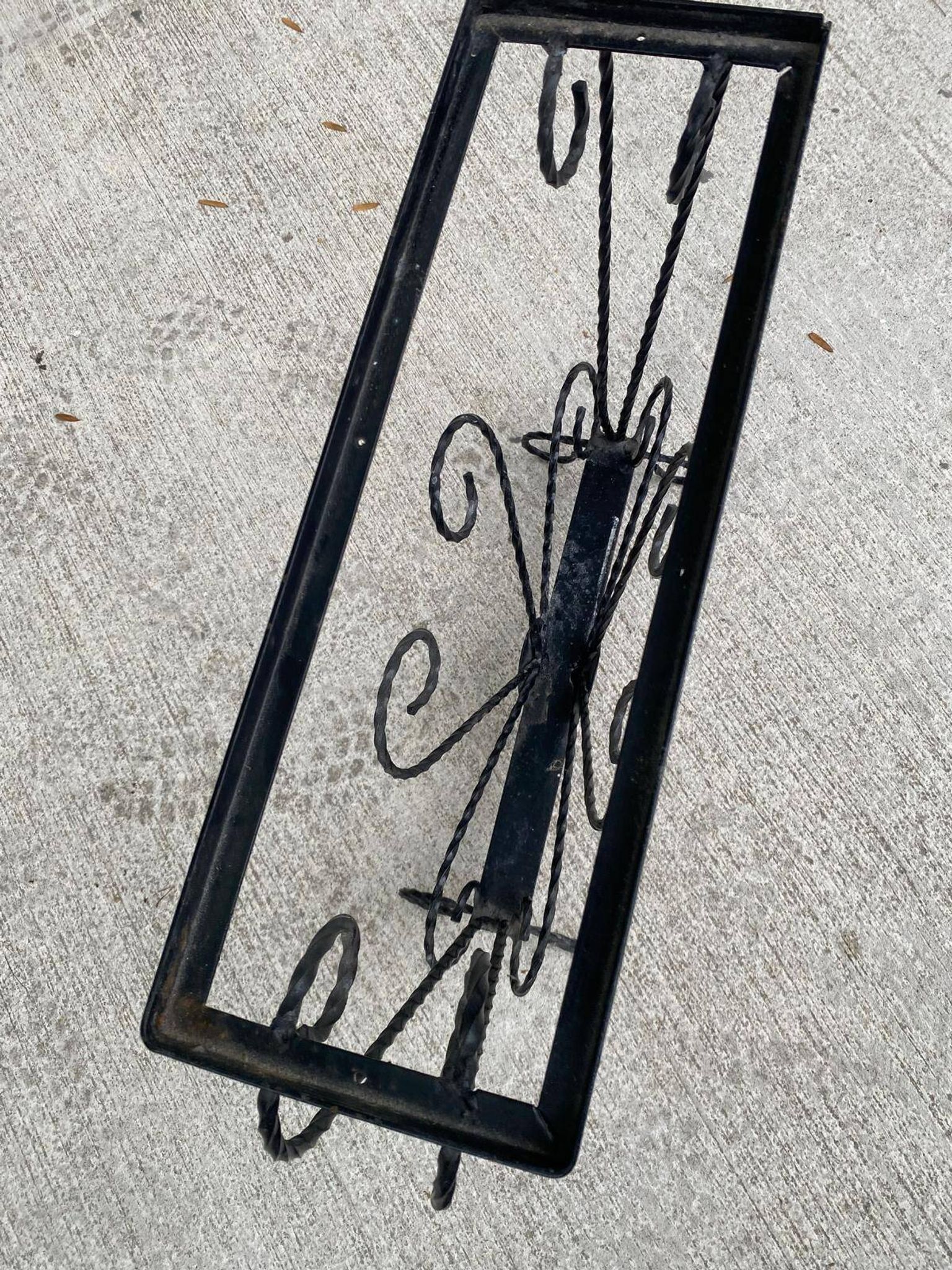 Vintage wrought iron console side table magazine rack