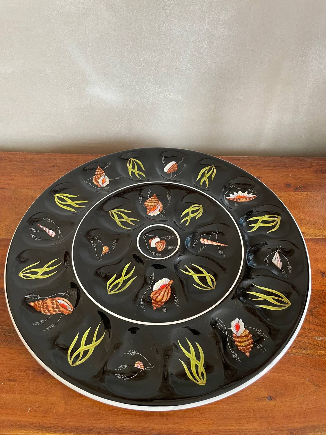 Large oyster dish, Henriot Quimper shellfish