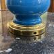 Lampe Napoléon III fin XIXème en opaline bleu