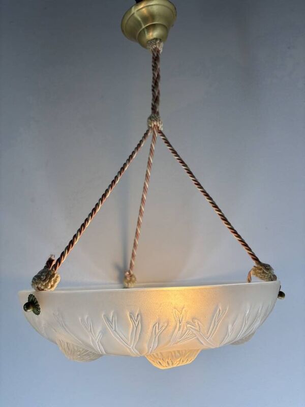 Plafonnier Sabino vasque art-déco signé 1930 France
