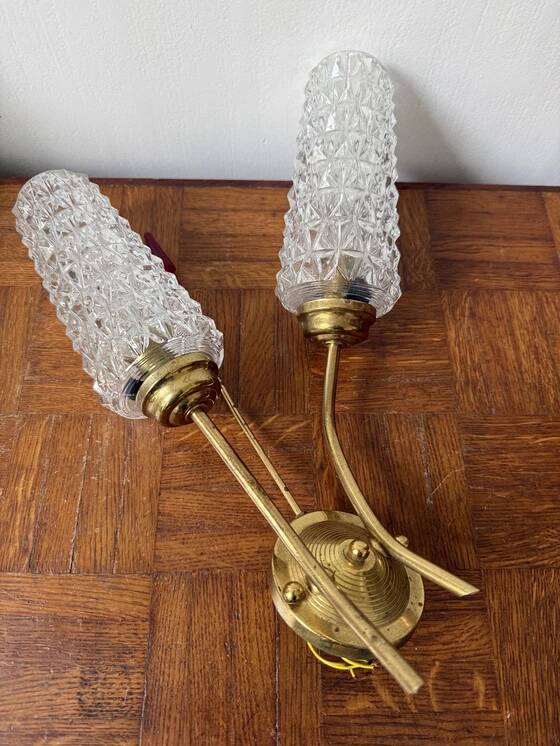 1960s Tulip wall sconce in brass and glass