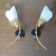 Paire d'appliques en opaline et laiton années 50 60