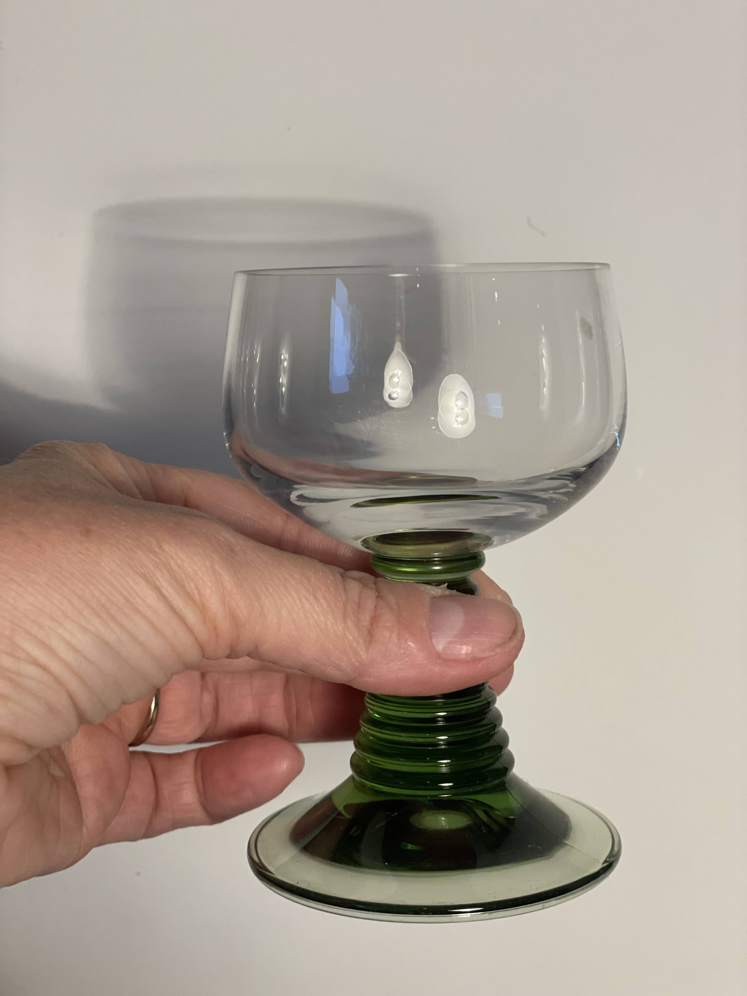 2 two-tone white wine glasses from the 1970s