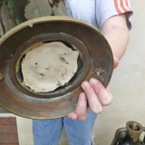 Ceramic vases brass frame art nouveau