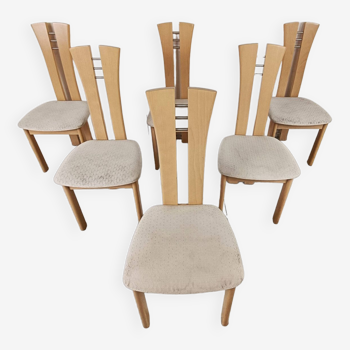 Set of 6 high back dining chairs, 1980s