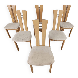 Set of 6 high back dining chairs, 1980s