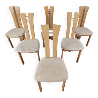 Ensemble de 6 chaises à repas à haut dossier, 1980