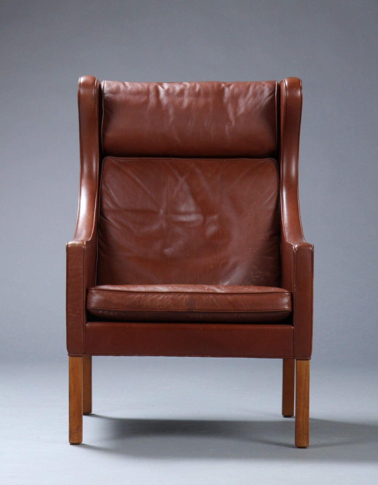 Børge Mogensen, Wing chair, model 2204, brown leather