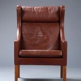 Børge Mogensen, Wing chair, model 2204, brown leather