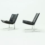 Set of 2 danish Kebe Møbler lounge armchairs model eagle with black leather