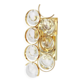 Golden brass and crystal wall light by Palwa, Germany, 1960s