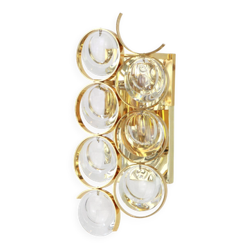 Applique en laiton doré et cristal par Palwa, Allemagne, années 1960