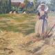 Oil on canvas by Geffroy women at the harvest early 20th century