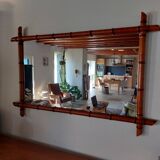 Large vintage bamboo mirror