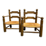 Pair of Charles Dudouyt low rushed easy armchairs, 1940s.