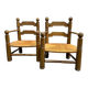 Paire de fauteuils bas en rotin Charles Dudouyt, années 1940.