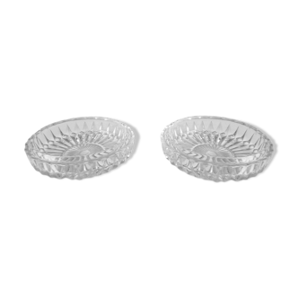 Paire de cendriers vintage en cristal moulé